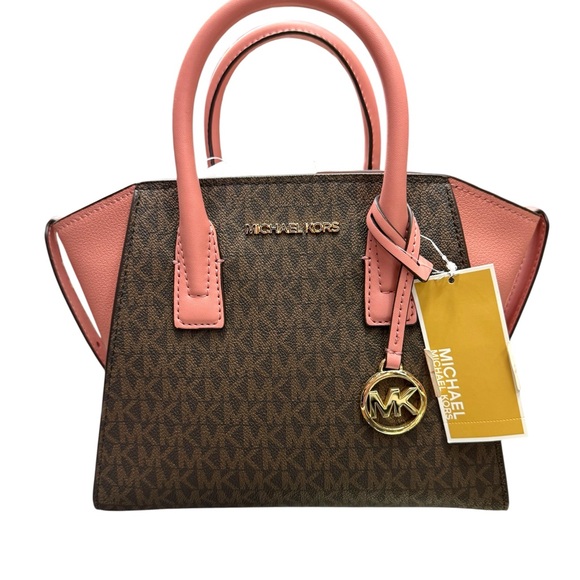 Michael Kors Brown and Pink Satchel with Monogram Print - Picture 1 of 4